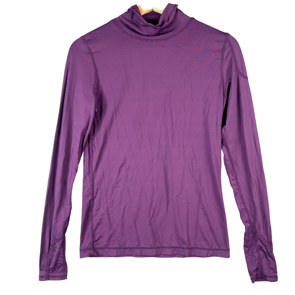BloqUV Women Purple Mock Neck Long Sleeve Sun Protection UPF 50 Top Small